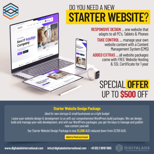 Starter Website Design Package by DigitalAds Australia | Design, Advertising & Marketing Agency | DigitalAds [Australia]